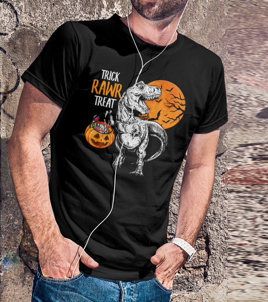 Trick Rawr Treat Dinosaur Rex Pumpkin Moon T-Shirt