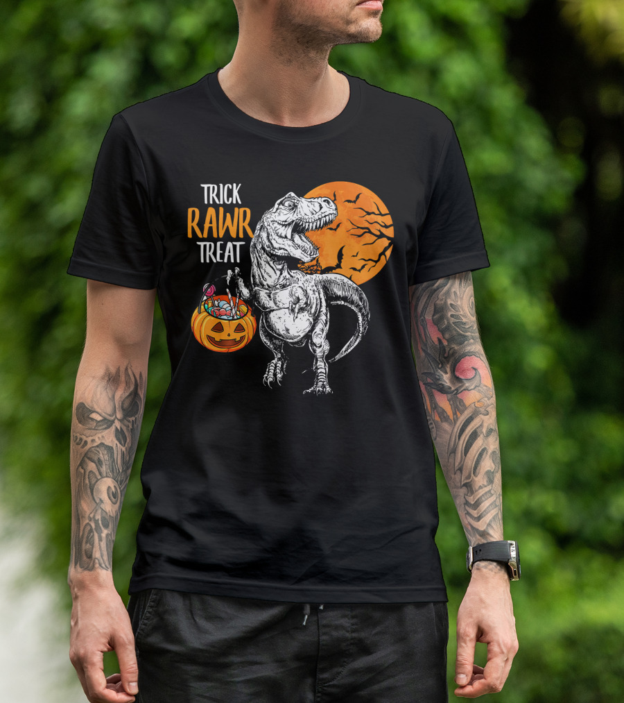 Trick Rawr Treat Dinosaur Rex Pumpkin Moon T-Shirt