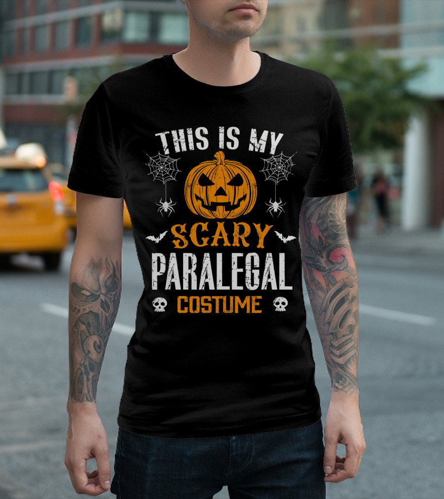 This Is My Scary Paralegal Costume Halloween Pumpkin Spiders Bats Skulls T-Shirt