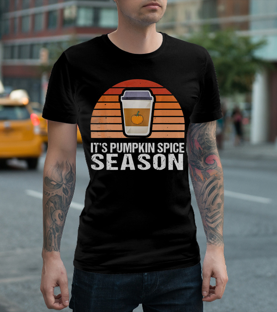 It's Pumpkin Spice Season Vintage Sunset Coffee Cup T-Shirt