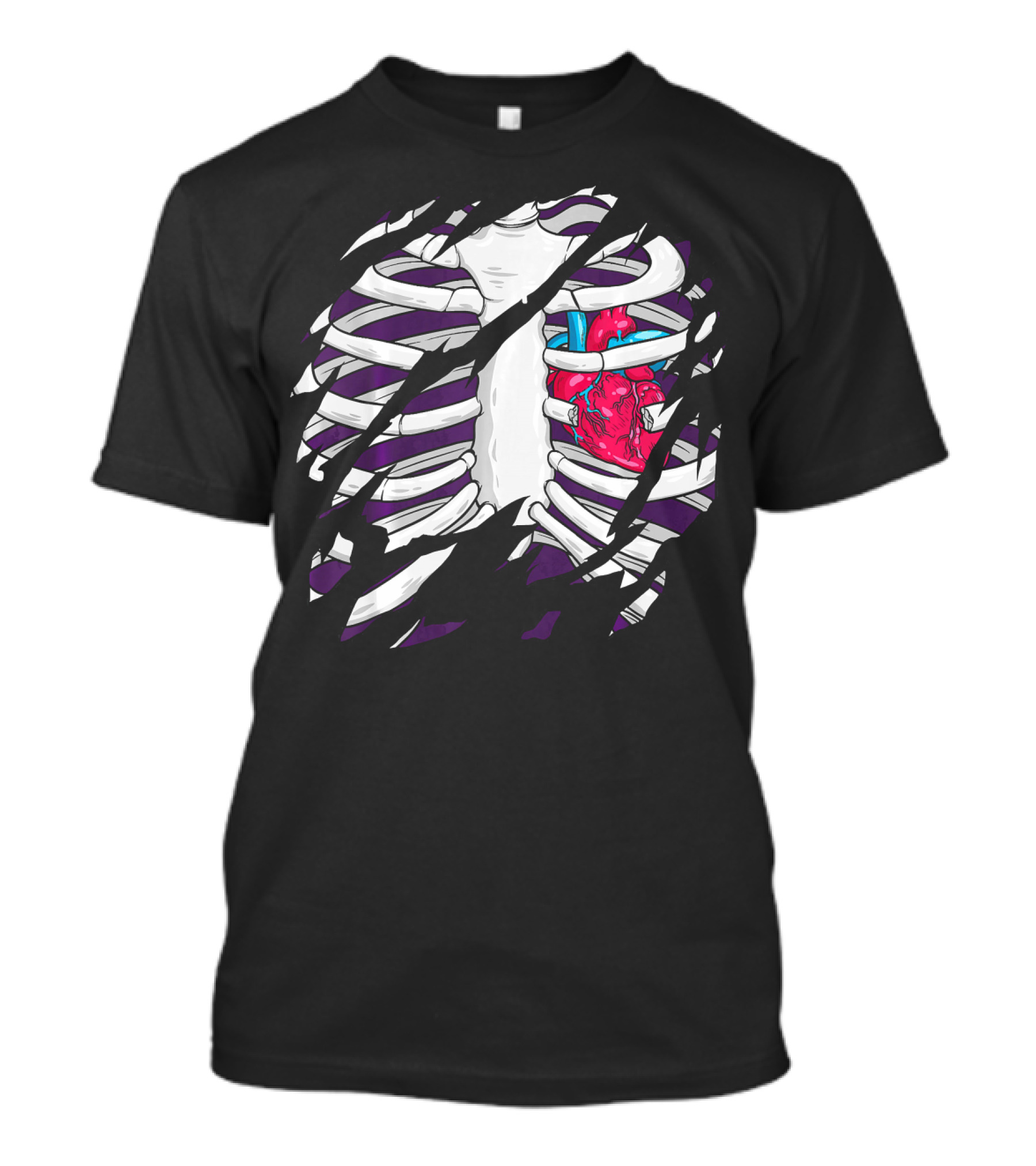 Skeleton Rib Cage Heart Halloween Costume Ribcage Heartbeat T-Shirt