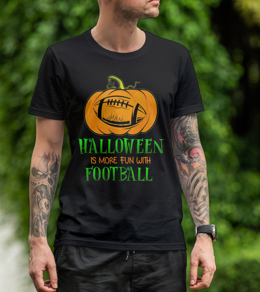 Halloween Is More Fun With Football Pumpkin T-Shirt