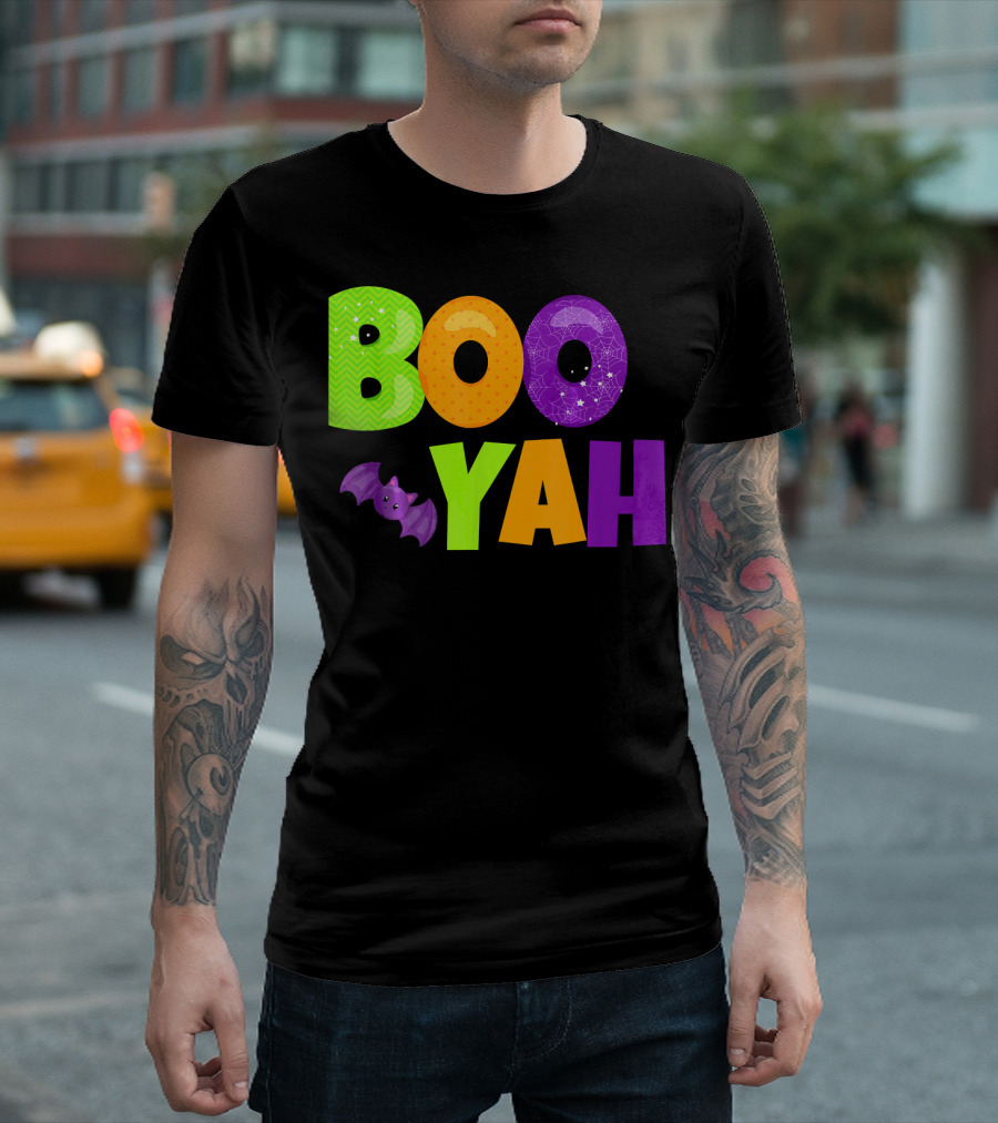 Boo Yah Halloween Bat Spooky Colors T-Shirt