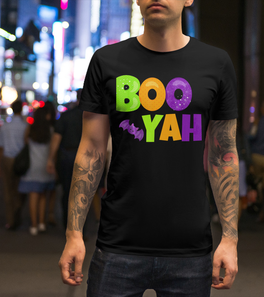 Boo Yah Halloween Bat Spooky Colors T-Shirt