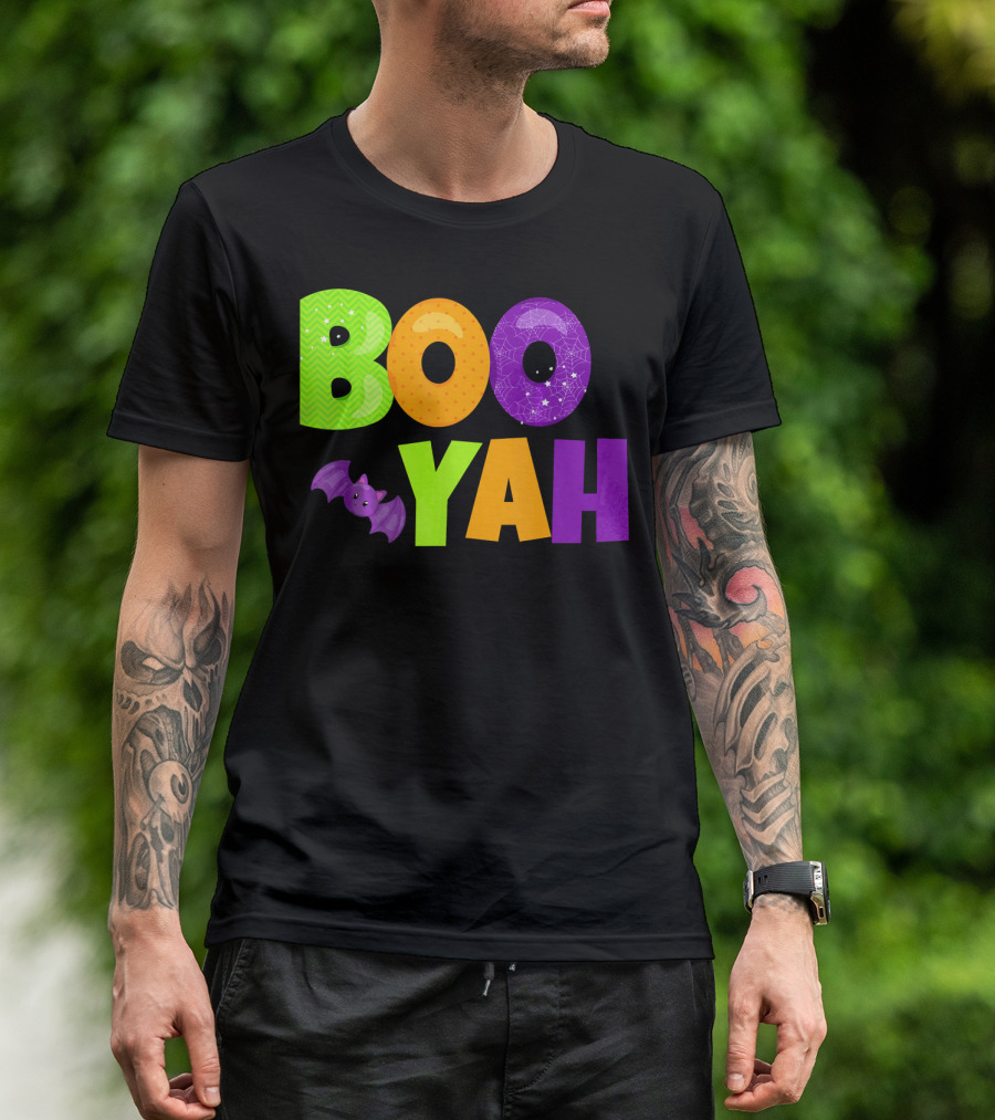 Boo Yah Halloween Bat Spooky Colors T-Shirt