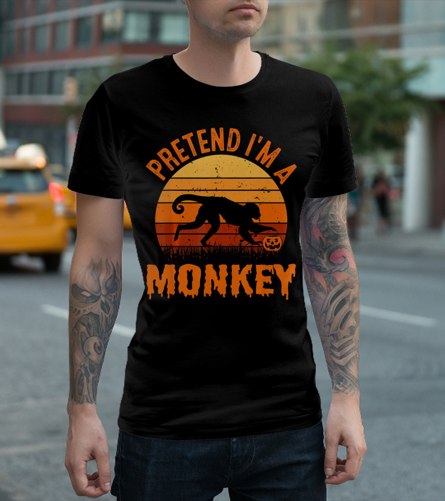 Pretend I’m a Monkey Halloween Sunset T-Shirt