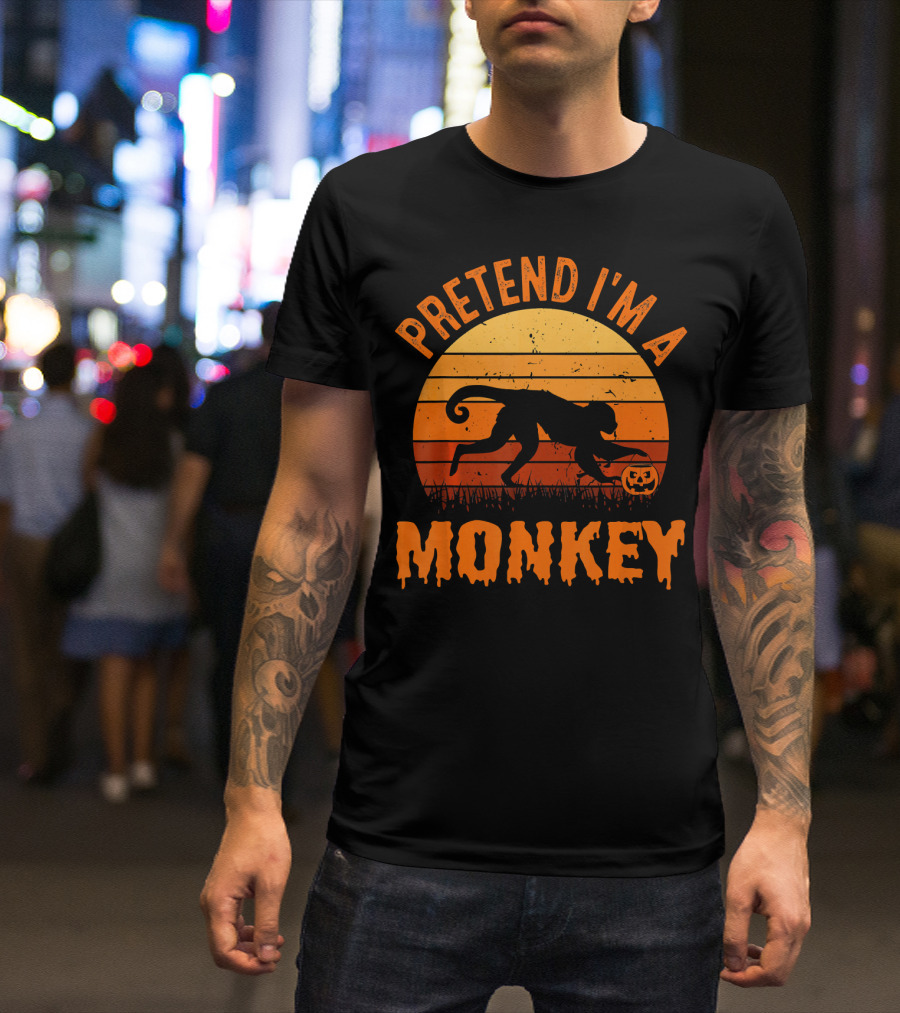 Pretend I’m A Monkey Halloween Sunset T-Shirt