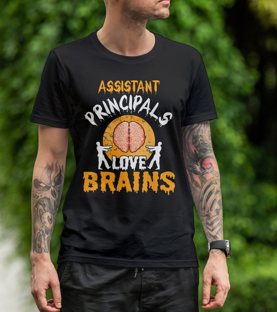Assistant Principals Love Brains Zombie Style Halloween T-Shirt