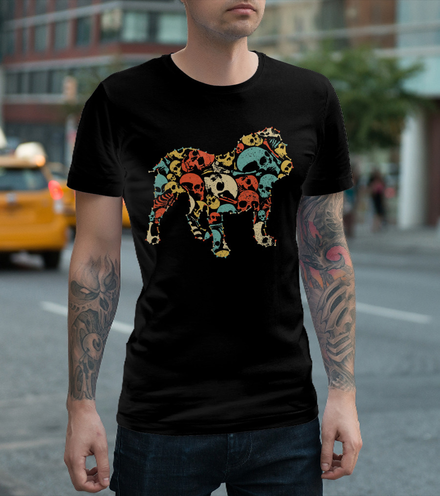 OLD ENGLISH BULLDOG COLORFUL SKULL T-Shirt