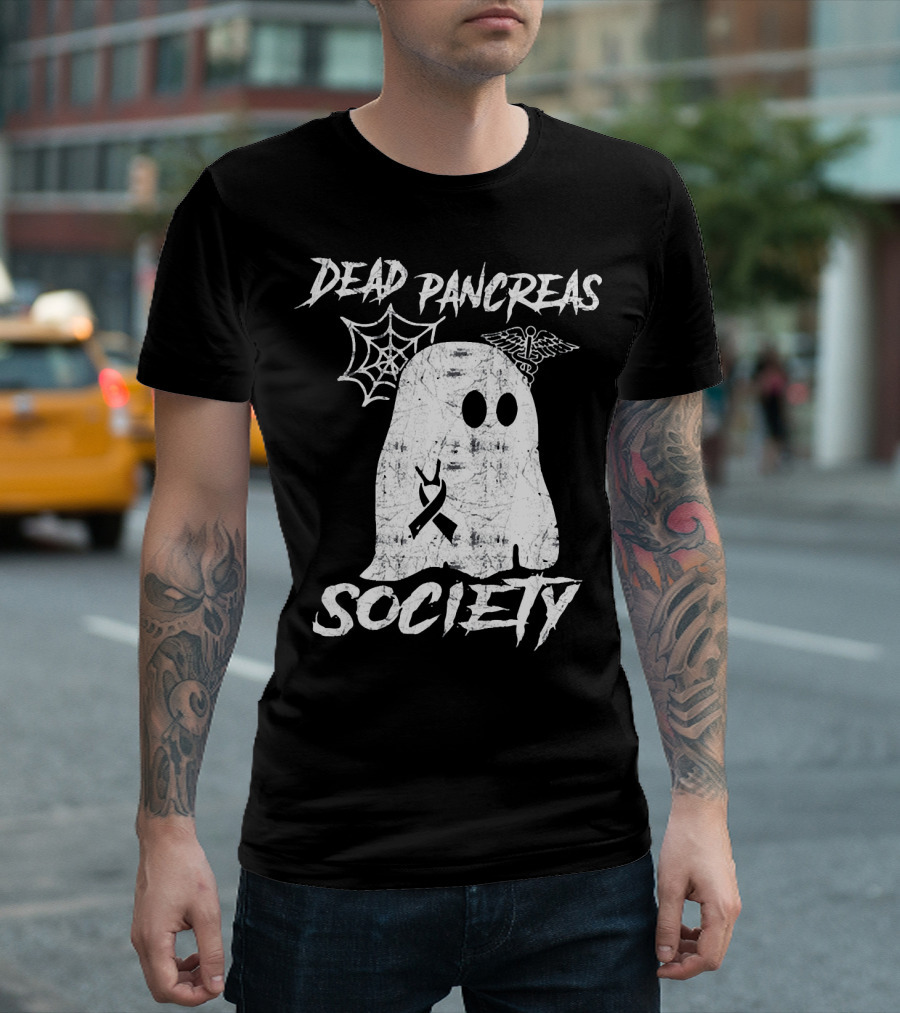 Dead Pancreas Society Ghost Spider Web Diabetes Awareness T-Shirt
