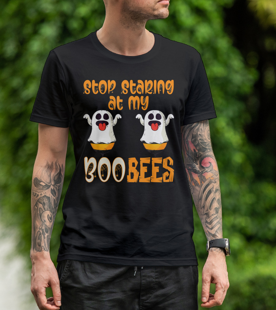 Stop Staring At My Boo Bees Ghosts With Pumpkins T-Shirt