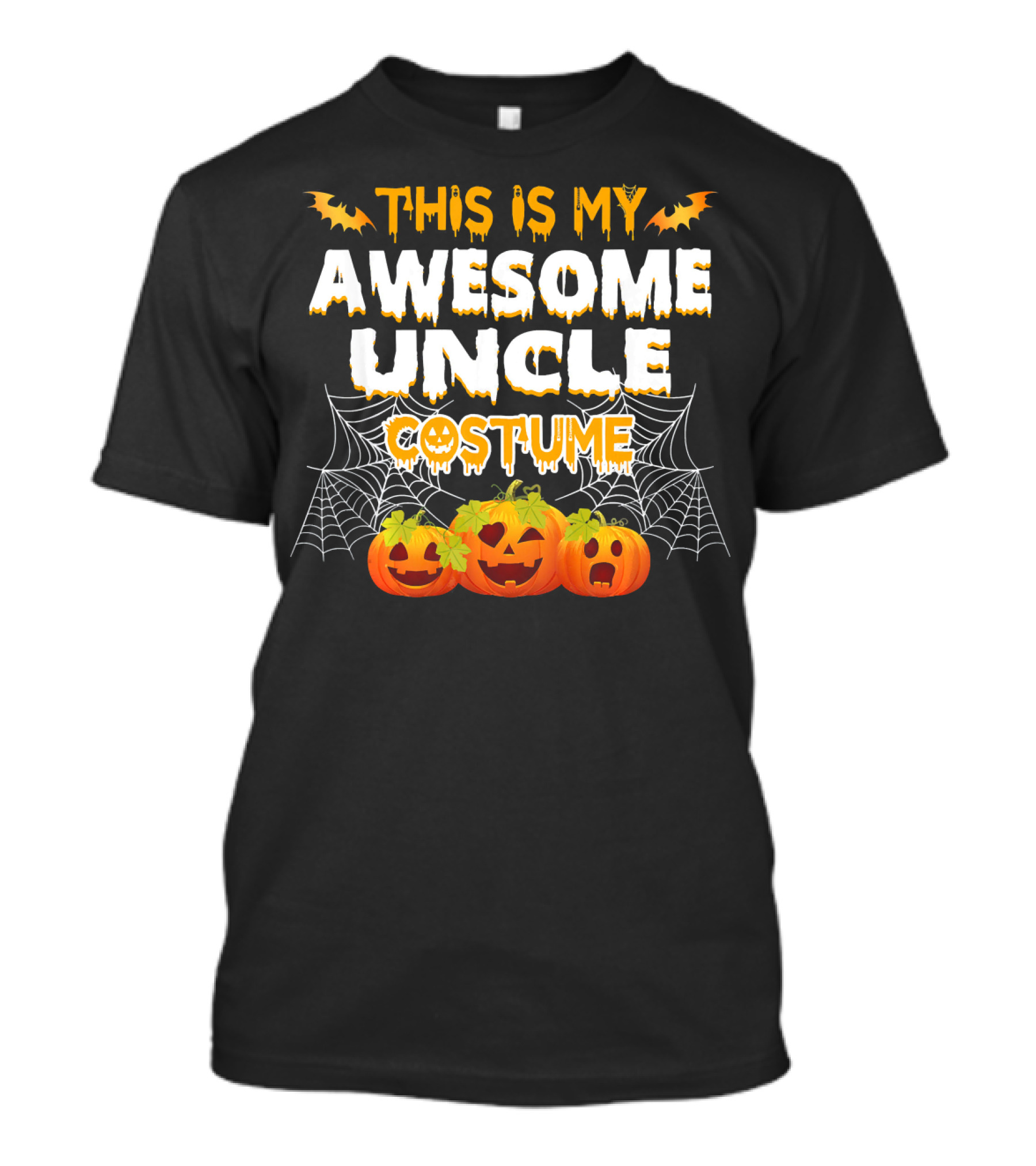 This Is My Awesome Uncle Costume Halloween Pumpkins Bats Cobwebs T-Shirt