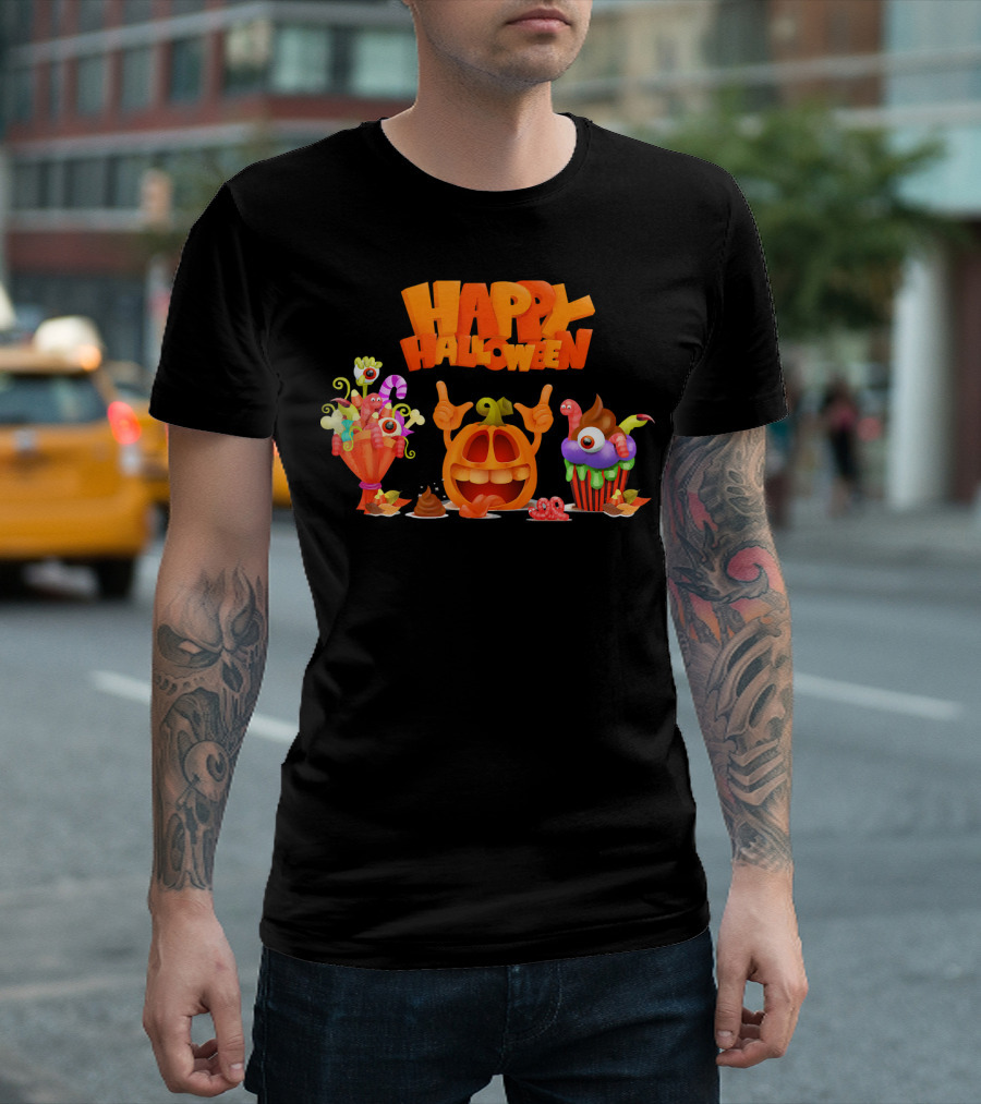 Happy Halloween Candy Pumpkin Characters T-Shirt