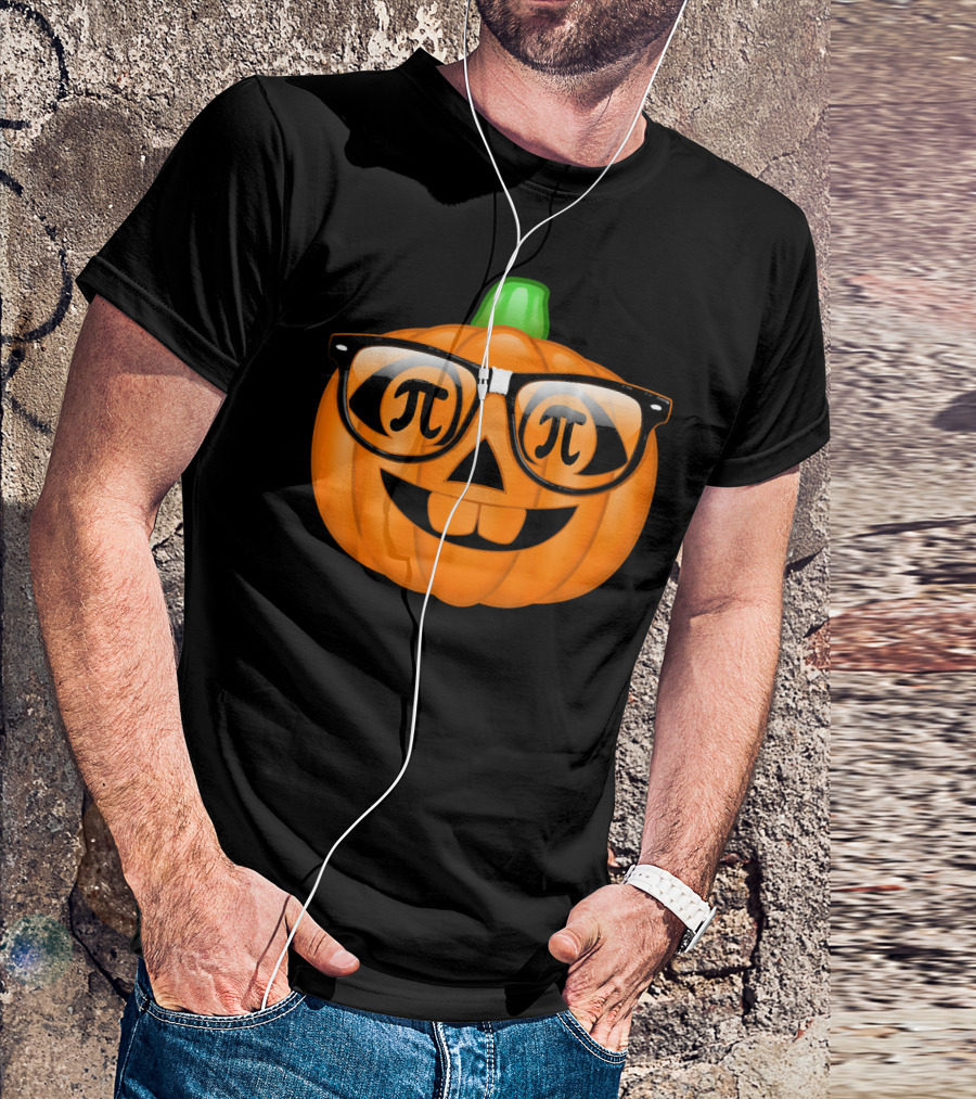 Pi Math Nerdy Pumpkin With Glasses Emoji T-Shirt