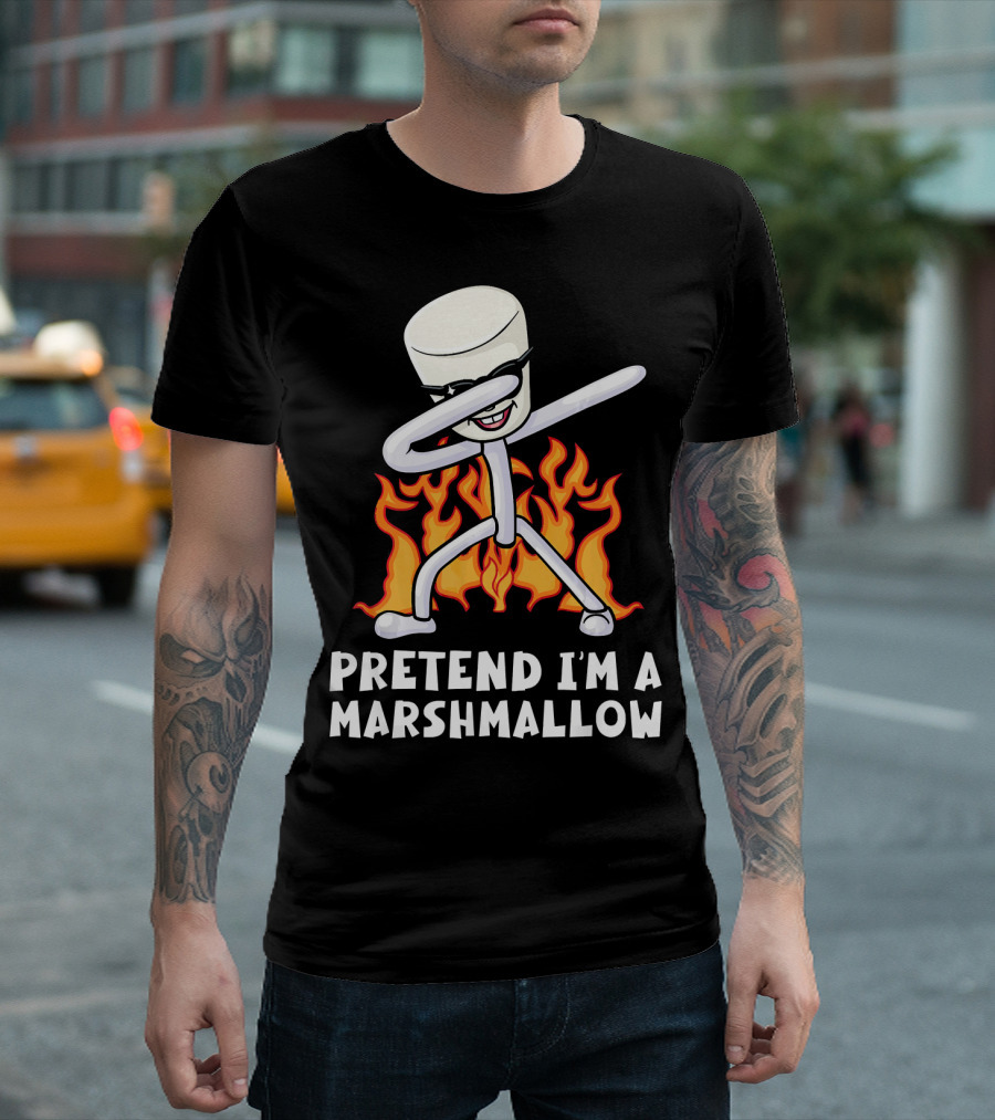 Pretend I'm a Marshmallow Funny Dab with Flames T-Shirt