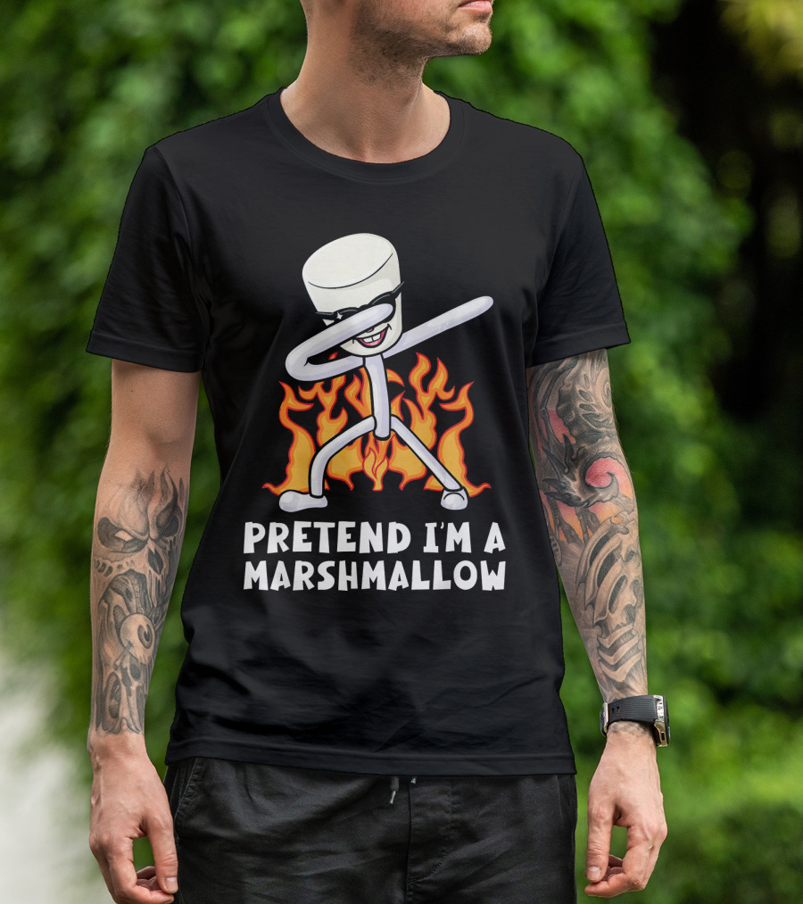Pretend I'm A Marshmallow Funny Dab With Flames T-Shirt