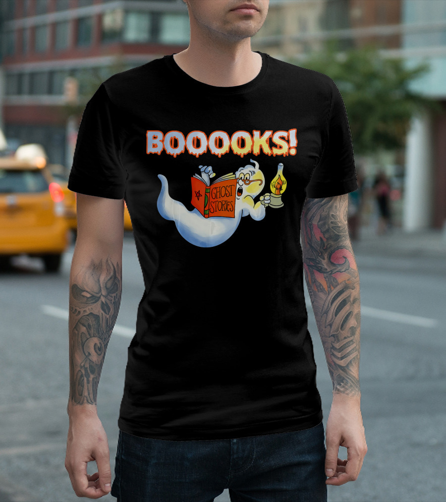 Halloween Ghost Booooks Ghost Stories Lamp Book Lover T-Shirt