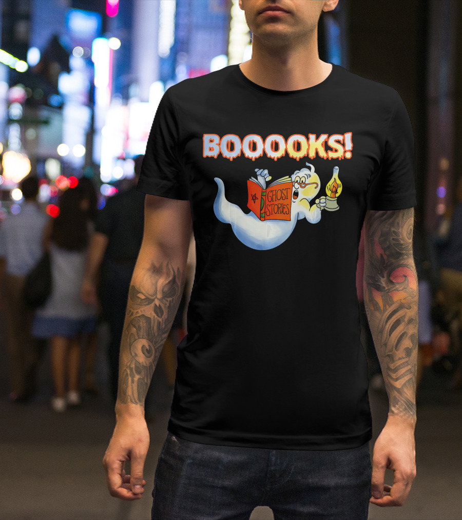 Halloween Ghost Booooks Ghost Stories Lamp Book Lover T-Shirt