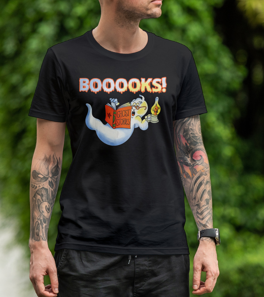Halloween Ghost Booooks Ghost Stories Lamp Book Lover T-Shirt