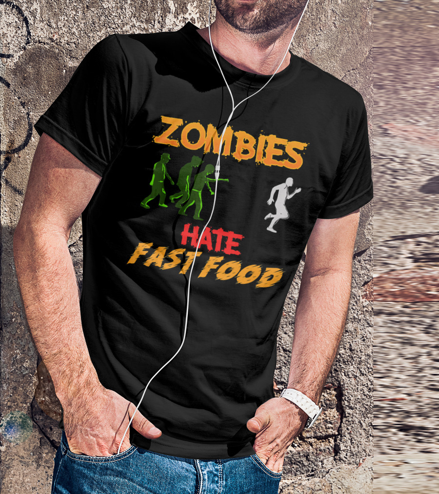Zombies Hate Fast Food Fleeing From Funny Zombi Chase T-Shirt