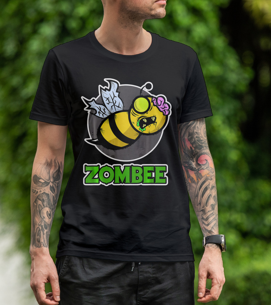 Zombee Halloween Bee With Brain And Wings T-Shirt