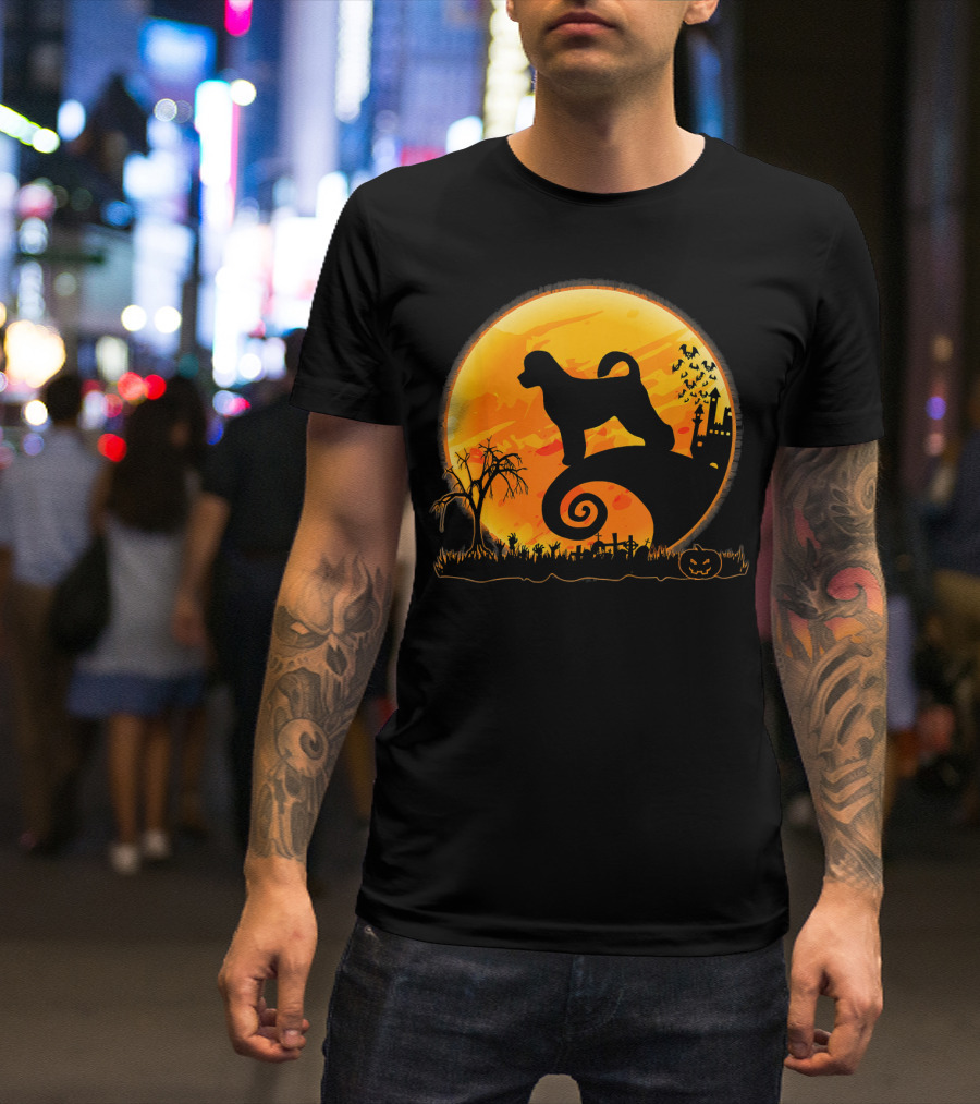 Portuguese Water Dog Moonlit Halloween Scene T-Shirt