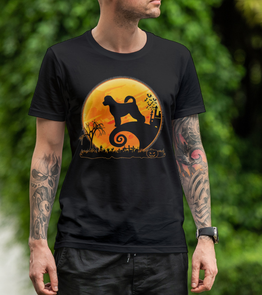Portuguese Water Dog Moonlit Halloween Scene T-Shirt