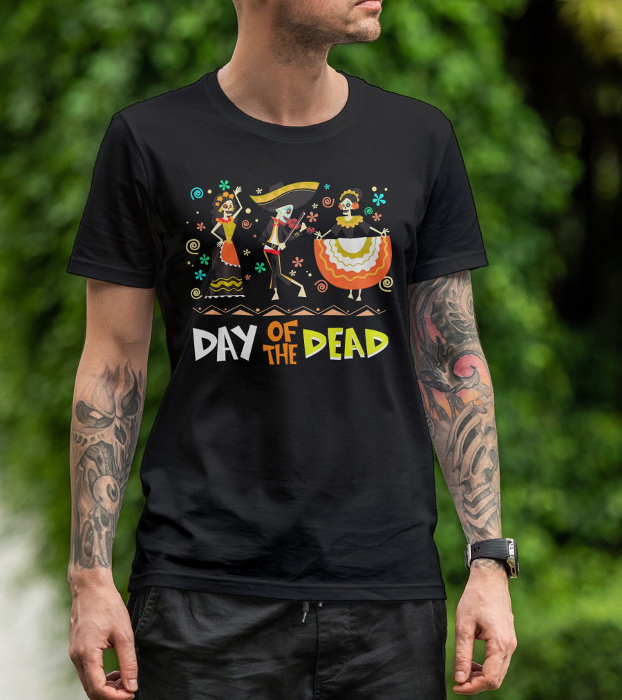 Day Of The Dead Dia De Los Muertos Sugar Skulls Festive Dance T-Shirt