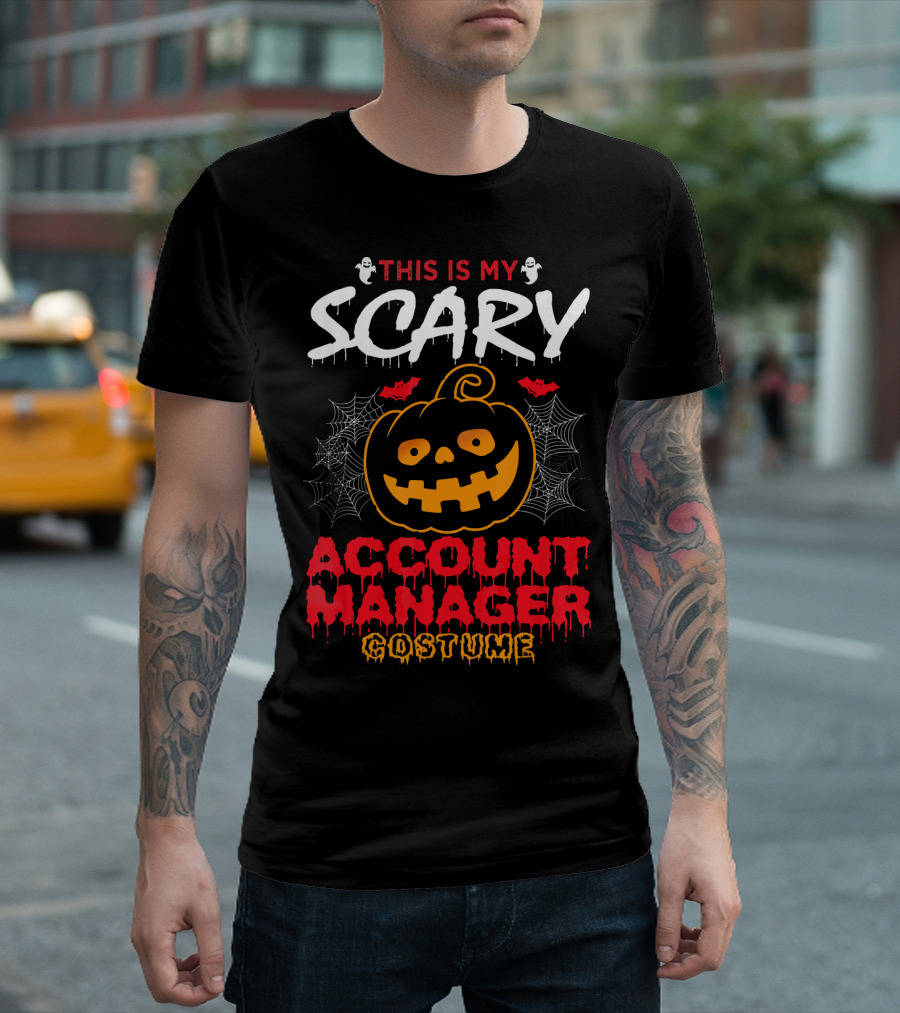 This Is My Scary Account Manager Costume With Jack-O'-Lantern Ghosts and Spiderwebs T-Shirt