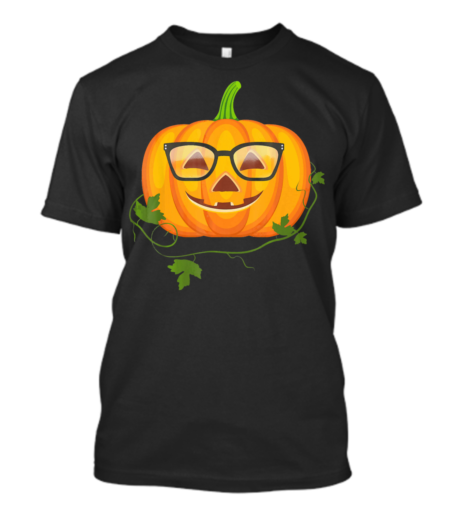 Nerdy Glasses Pumpkin Emoji With Vines T-Shirt