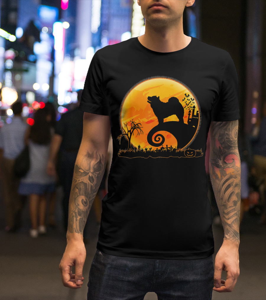 Chow Chow Dog Halloween Moon Silhouette Jack-O'-Lantern T-Shirt