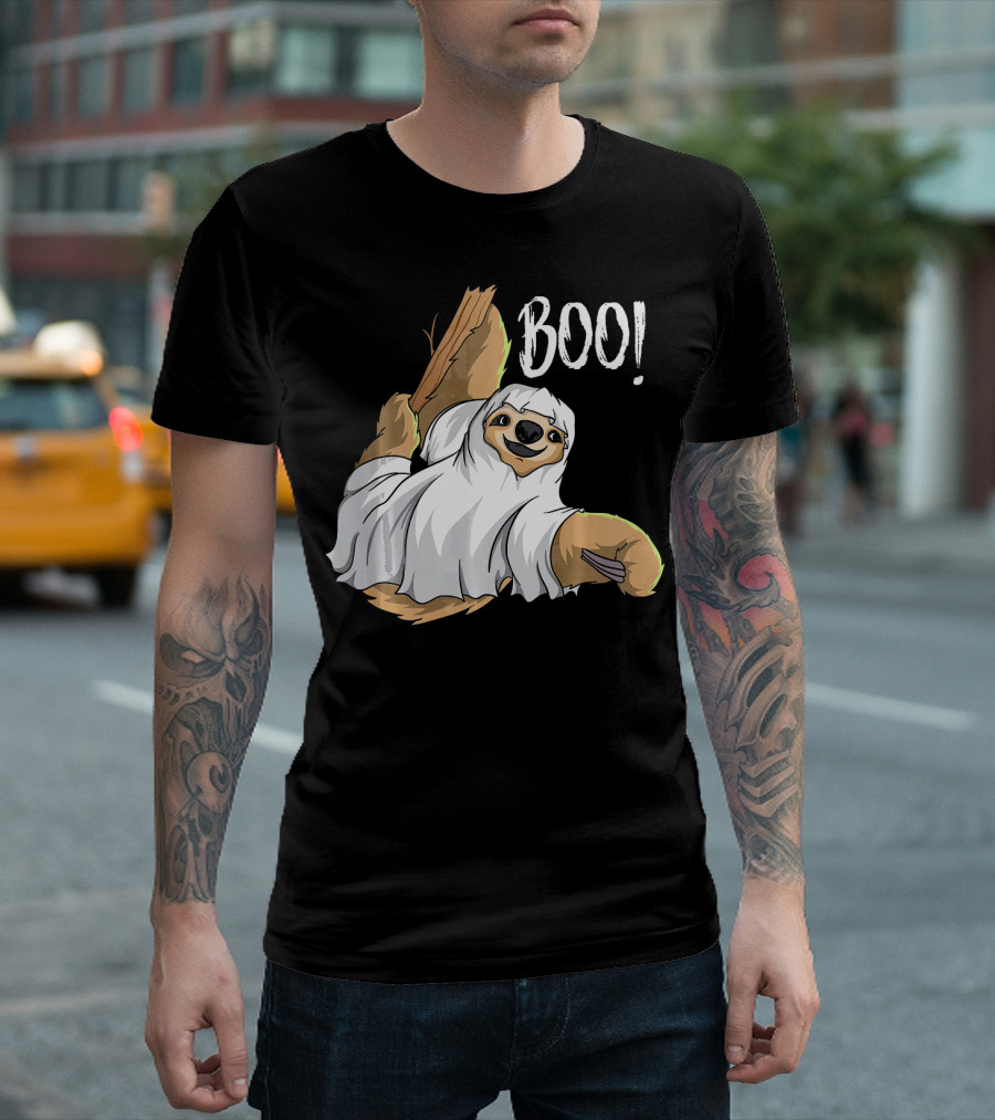 Boo Hanging Sloth Ghost Costume Funny Sloth T-Shirt