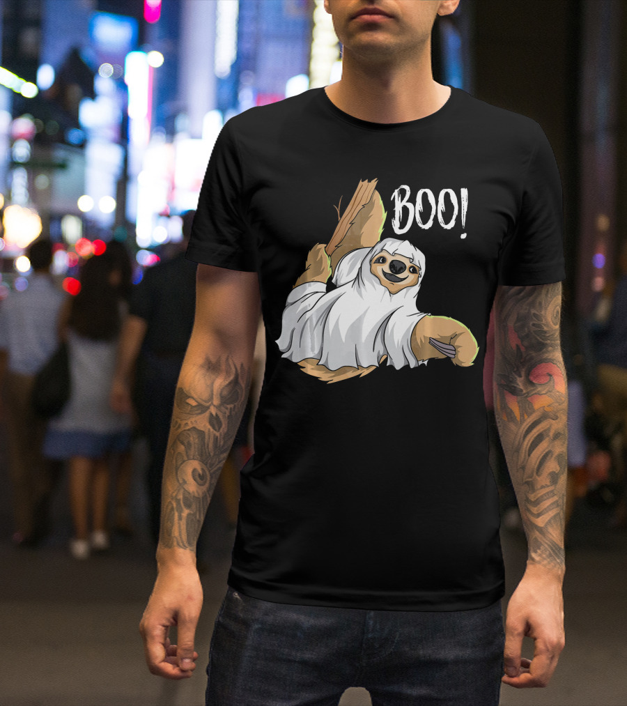 Boo Hanging Sloth Ghost Costume Funny Sloth T-Shirt