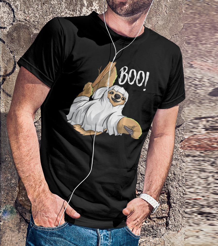 Boo Hanging Sloth Ghost Costume Funny Sloth T-Shirt