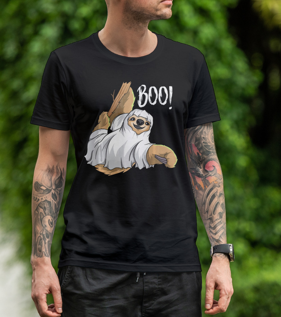 Boo Hanging Sloth Ghost Costume Funny Sloth T-Shirt
