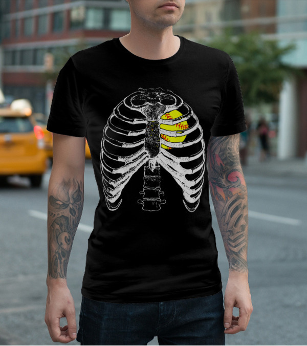 Ribcage Softball Heart Anatomy T-Shirt