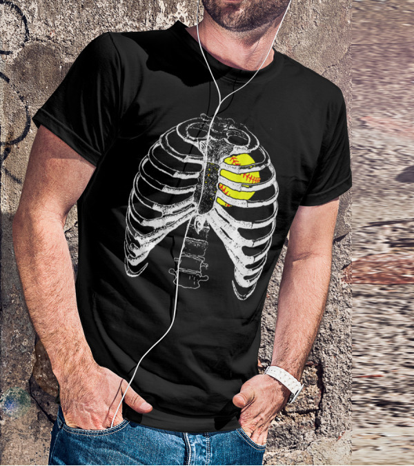 Ribcage Softball Heart Anatomy T-Shirt