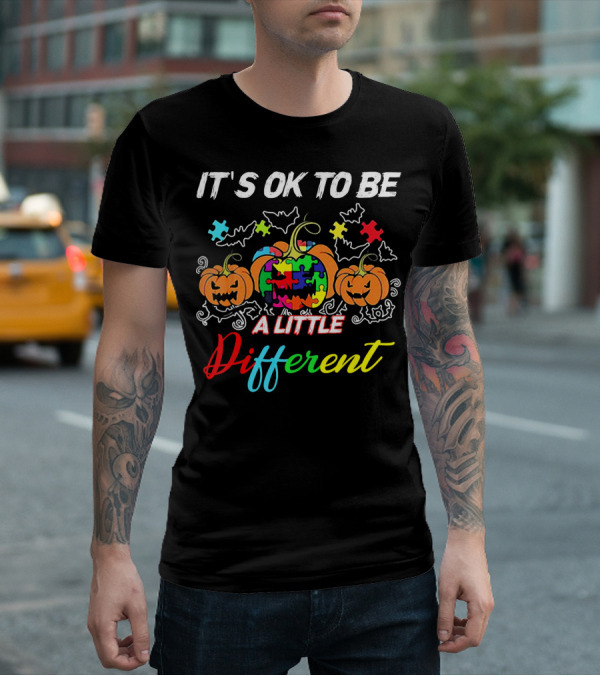 IT'S OK TO BE A LITTLE DIFFERENT Halloween Autism Pumpkin Puzzles T-Shirt