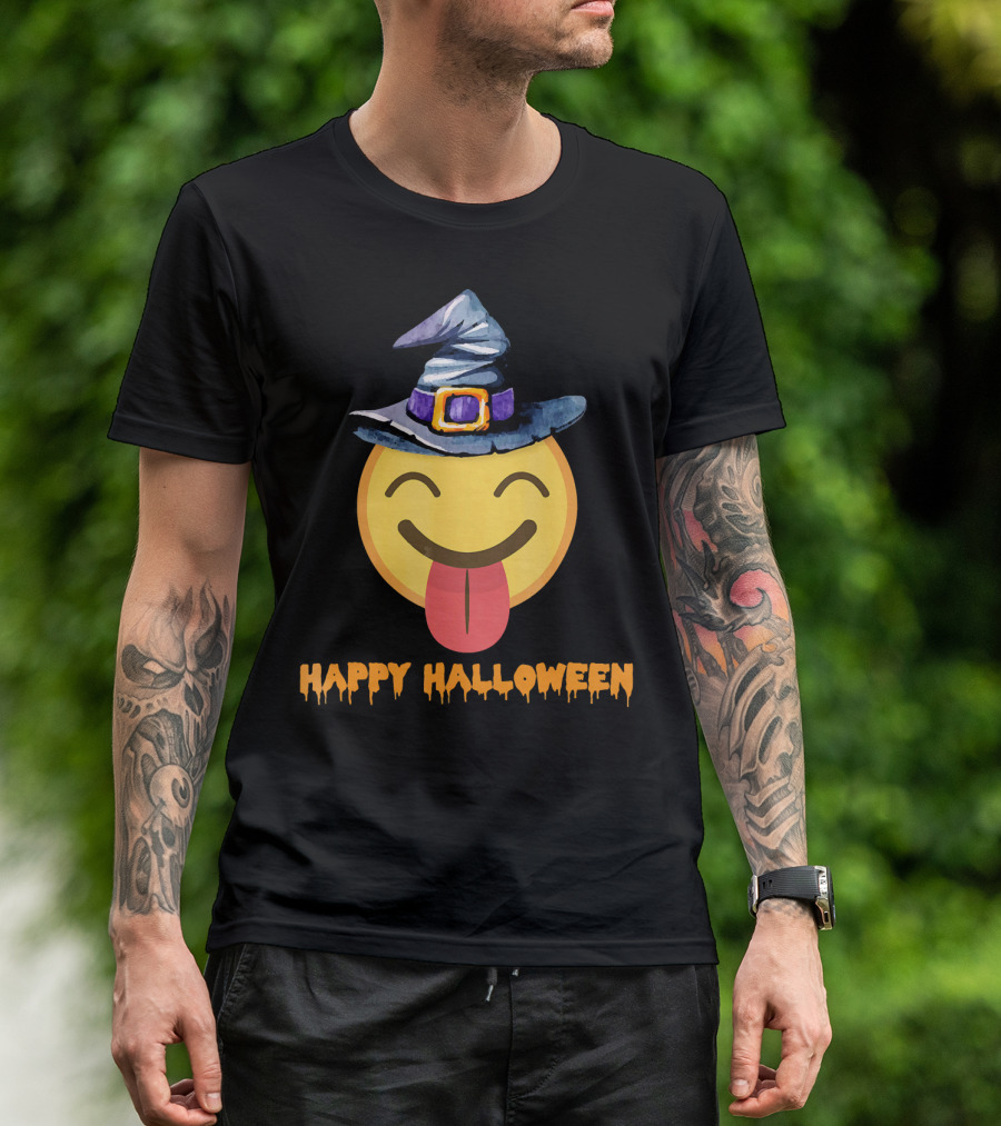 Happy Halloween Witch Hat Emoji T-Shirt