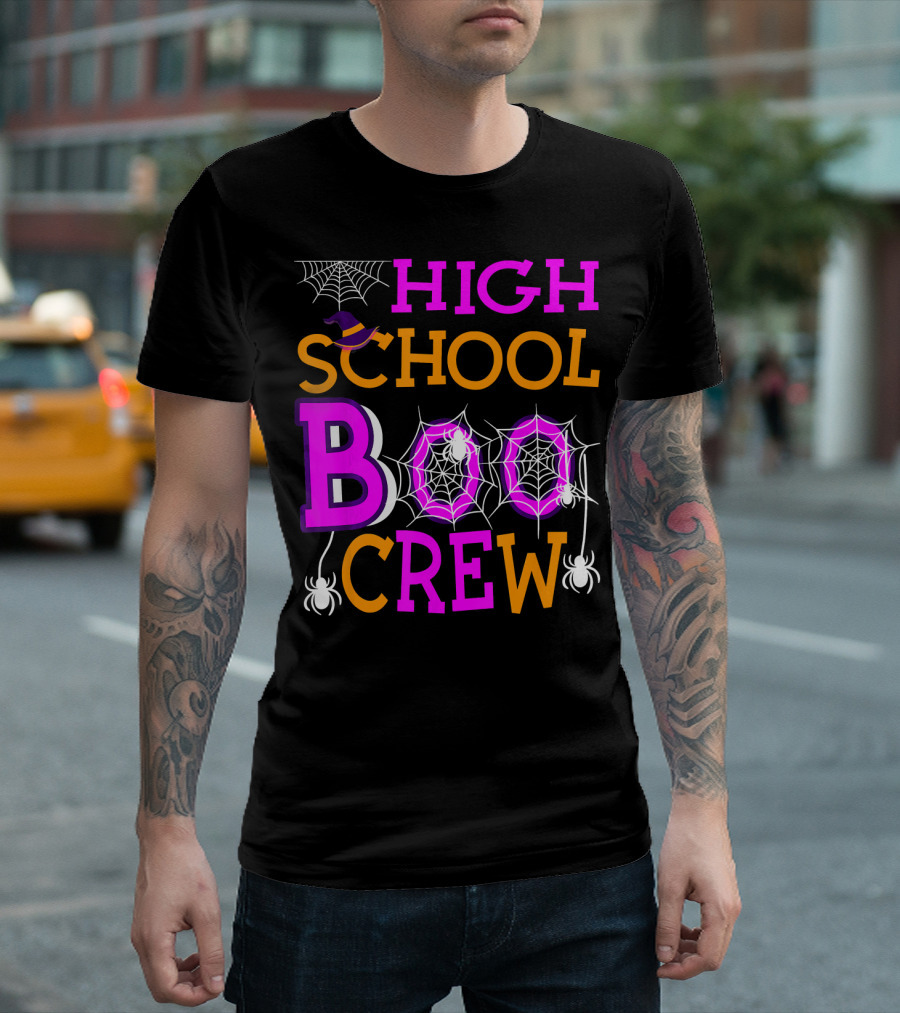 High School Boo Crew Spider Web Halloween Teacher T-Shirt