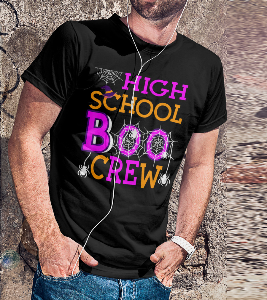 High School Boo Crew Spider Web Halloween Teacher T-Shirt