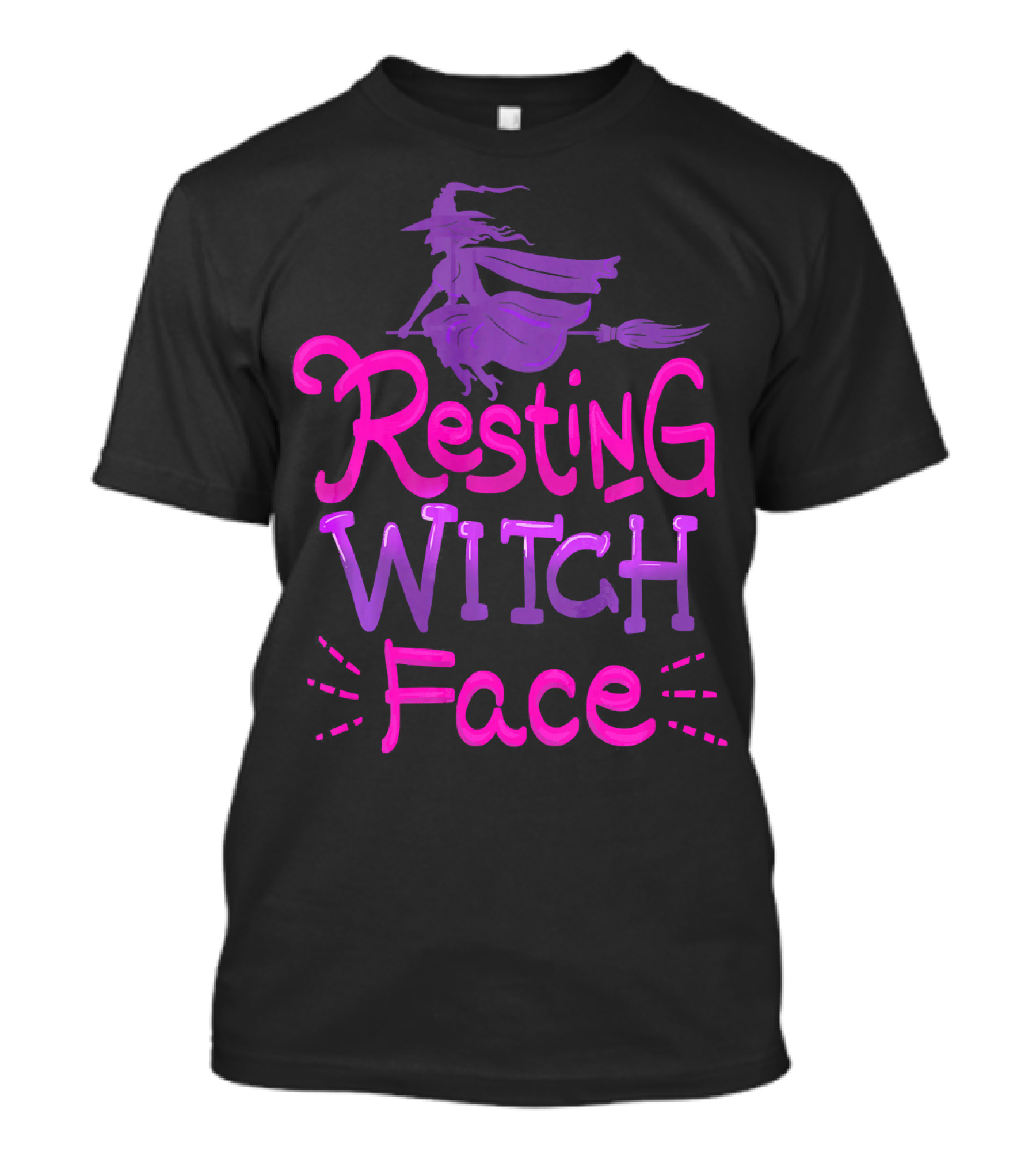 Resting Witch Face Halloween Broomstick T-Shirt