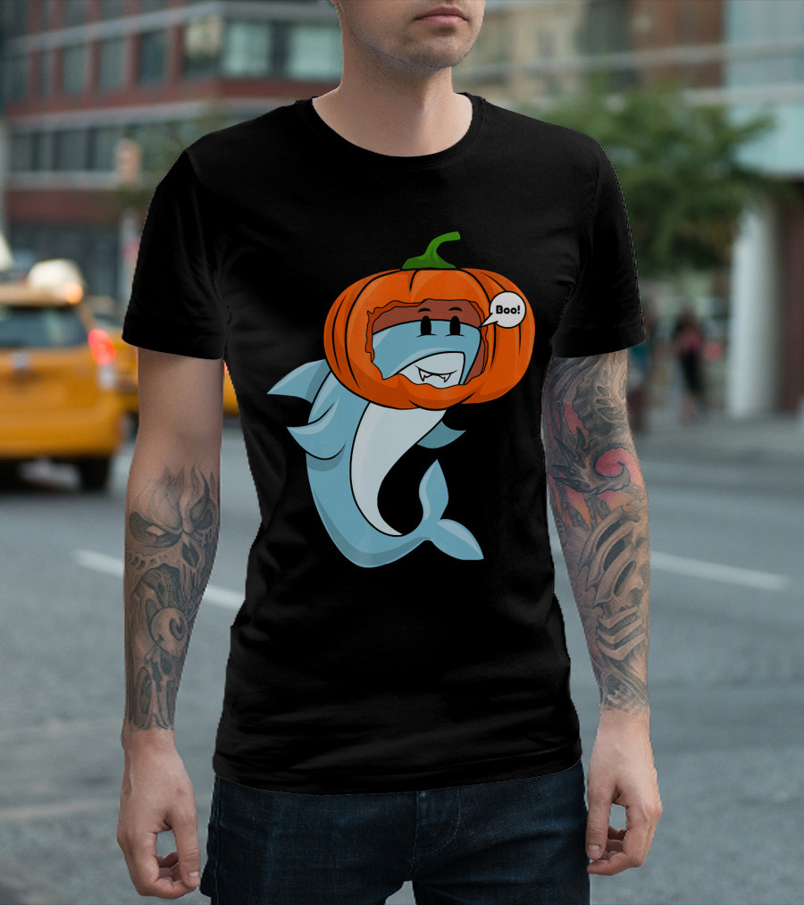 Halloween Boo Pumpkin Shark T-Shirt