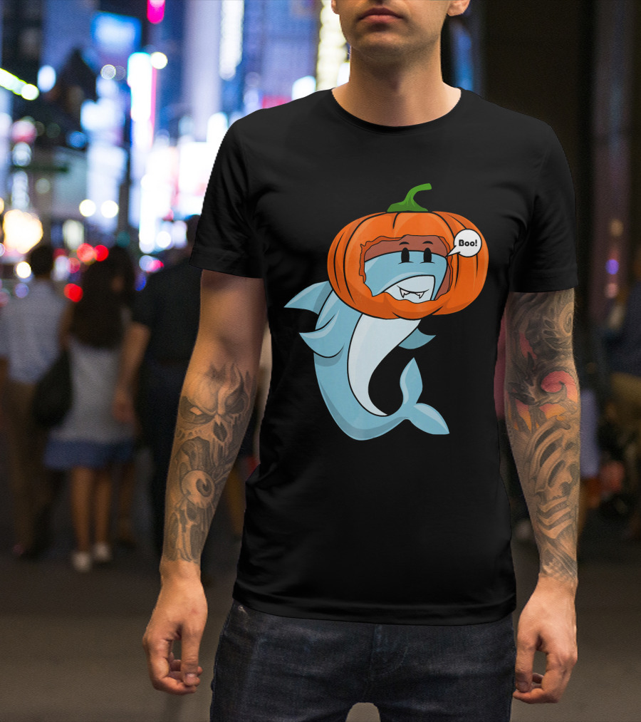 Halloween Boo Pumpkin Shark T-Shirt