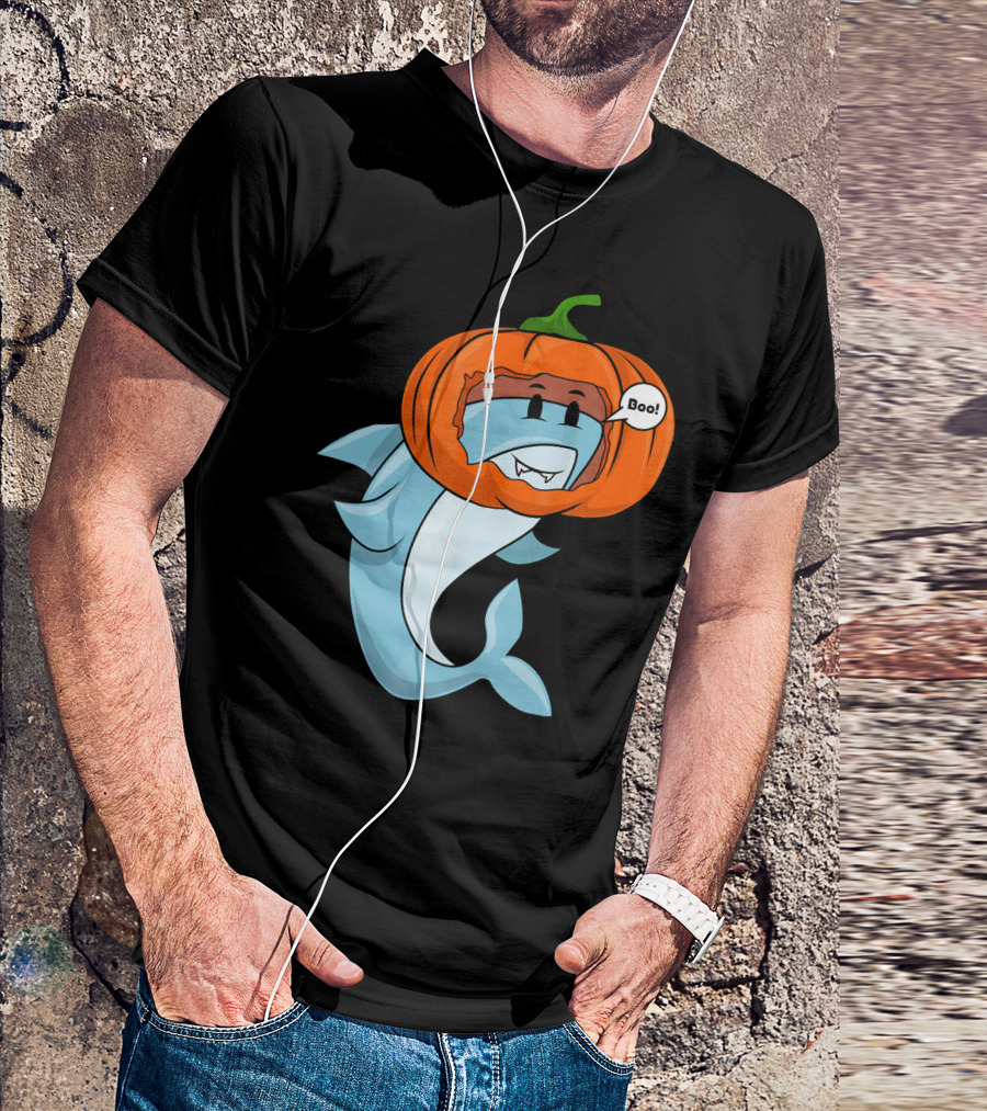 Halloween Boo Pumpkin Shark T-Shirt