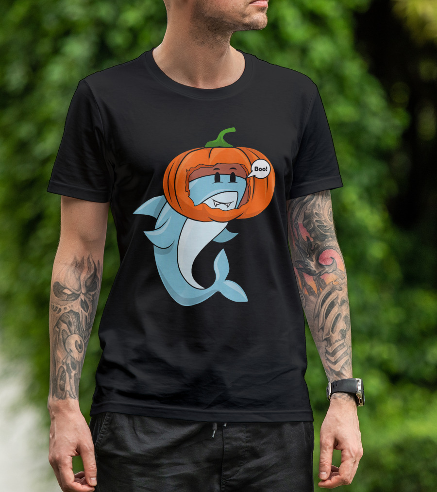Halloween Boo Pumpkin Shark T-Shirt
