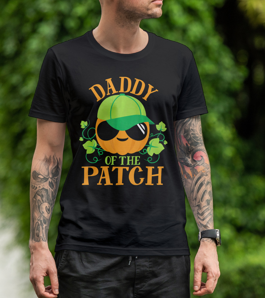 DADDY PUMPKIN OF THE PATCH Green Cap Sunglasses Smiling Pumpkin With Vines T-Shirt