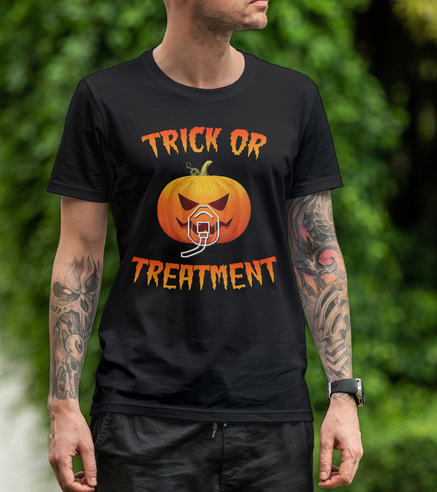 Trick Or Treatment Halloween Respiratory Therapist Pumpkin T-Shirt