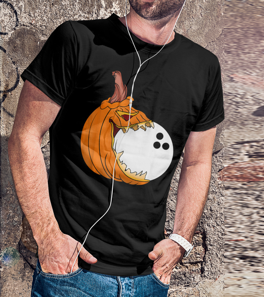 Pumpkin Carving Eating Bowling Ball Halloween Fun T-Shirt