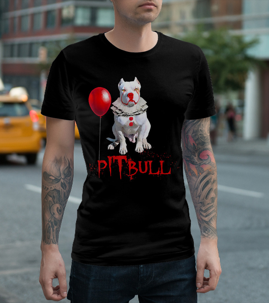 Pitbull IT Clown Balloon Halloween Day Horror T-Shirt